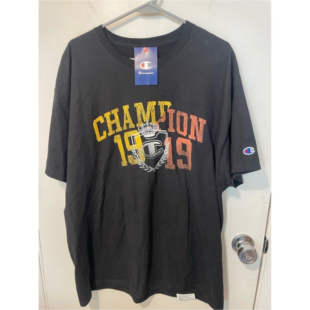 New Champion Classic 1919 Logo T-shirt with distressed graphic print black sz XL